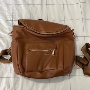 Fawn design small backpack with strap-cognac